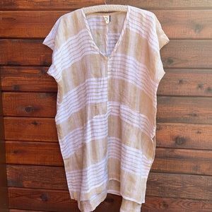 Akemi + Kin Anthropologie 100% Linen Dolman Tunic Kaftan Cover Up Sz Xs